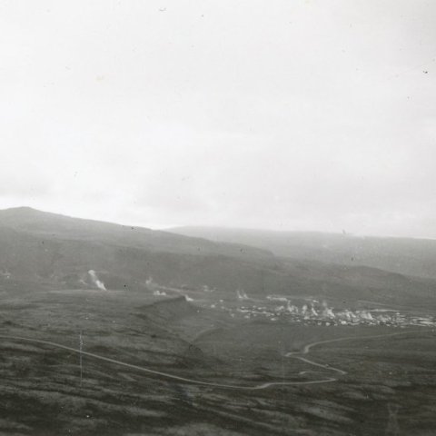 Hveragerði. Horft niður kambana. Borgarskjalasafn Reykjavíkur. 